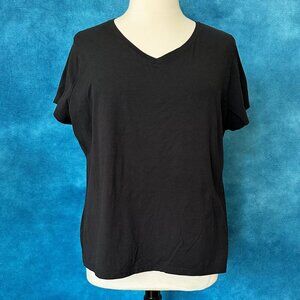 Hanes X-Temp Black Short Sleeve V-Neck Tee, Size 3XL